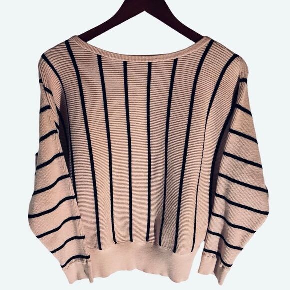 Catherine Malandrino Striped Sweater, Soft Pink. Size Medium - Picture 3 of 16